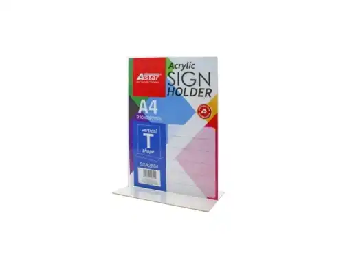 Astar SSA2884 Acrylic Sign Holder, Vertical T Shape [1148]