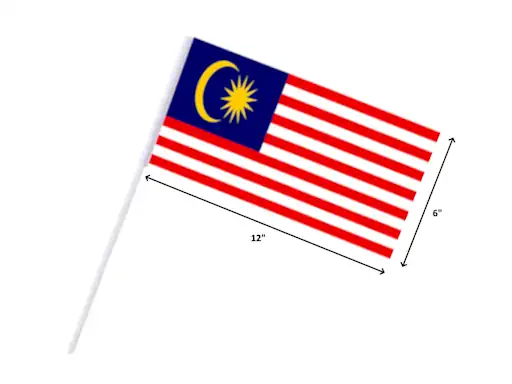 Malaysia Hand Flag 6" x 12" 10's [1663]